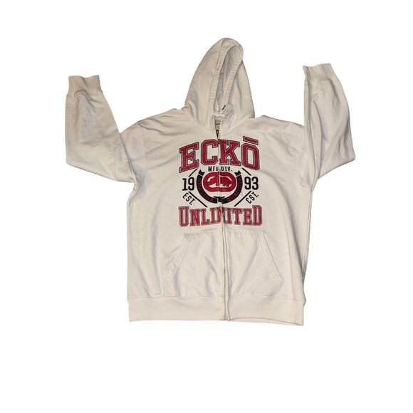 Ecko Unltd. Other - Ecko Unltd. White Hoodie XXL 100% Cotton Graphic Sweatshirt